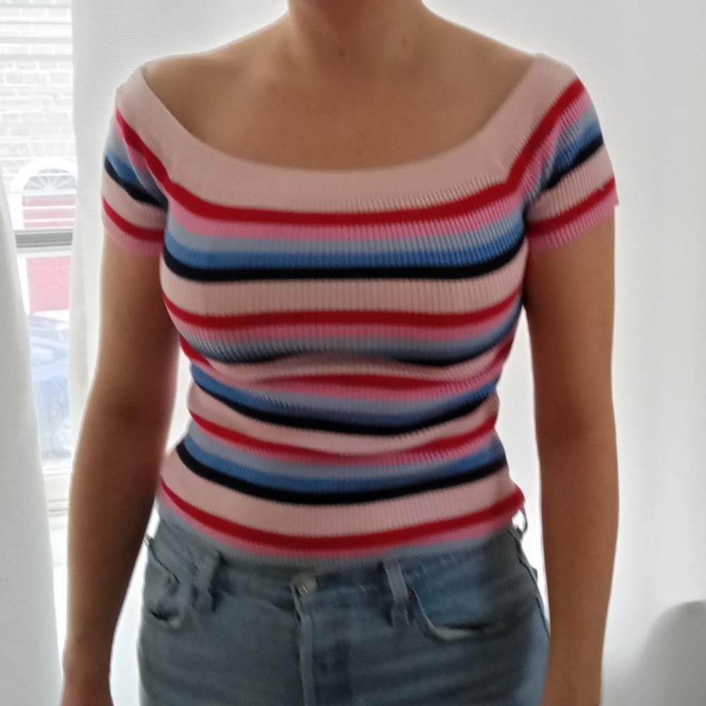 Tommy Hilfiger Striped Off-Shoulder Top